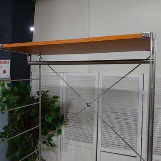 無印良品 ステンレスユニットシェルフ/ハンガーラック/オーク材棚