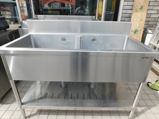 良品 Tanico タニコー ステンレス 二槽シンク TX-2S-120 バックガード付き 幅1200×奥行600×高さ800mm