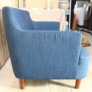 店R628)【美品】2Pソファ ネイビー ブルー 布製 ノーブランド 家具 2人掛け