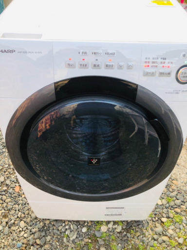 【手渡し可or家財便】2019年製 シャープ SHARPプラズマクラスター ドラム式 洗濯乾燥機 ES-S7D-WL 洗濯機 ホース付