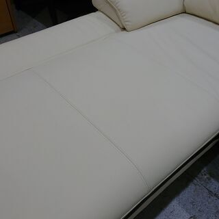ヤマダオリジナル 左カウチソファ ホワイト YCS15003WH 良品中古 幅237］左カウチソファ 本革 「YCS150003WH」 ホワイト ヤマダ