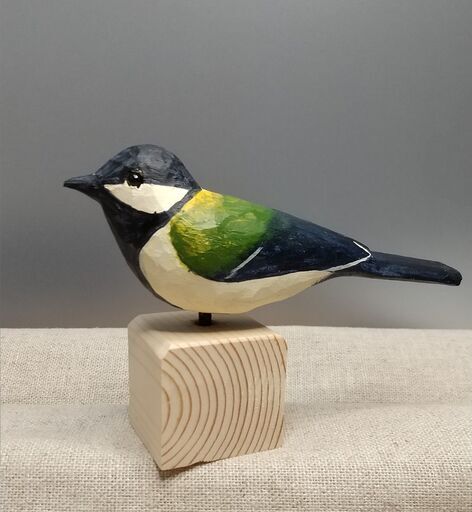 スズメ 木彫りの野鳥 バードカービング 野鳥彫刻 （スズメ 野鳥