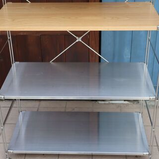 無印良品(MUJI)の人気のステンレス×オーク材 5段ユニットシェルフです