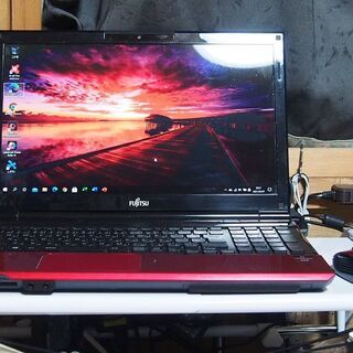 RED-PC!!富士通FMVA40KRJ2 SSD240/8GB/DVD付/office2019付き!