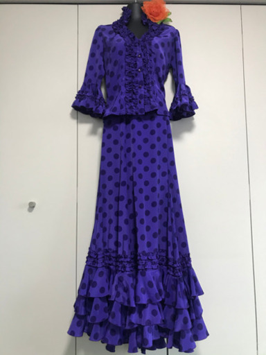 フラメンコ 衣装　スペイン製　紫ツーピース