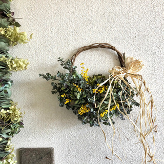 受注制作ユーカリ紫陽花リース