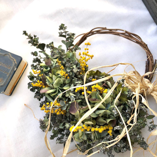 受注制作ユーカリ紫陽花リース
