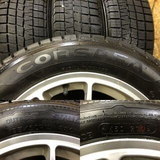 【NANKANG CORSAFA 195/60R15】スタッドレス【TSA 社外ホイール 15インチ 6.5J5HPCD114.3+48】2018年製 バリ溝　(TE516) クレジットカード QR決済可能