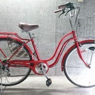 自転車中古 COLORFUDAYS 外装6段変速 オートライト カゴリアキャリア鍵