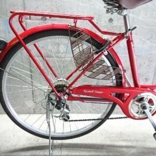 自転車中古 Escort Town 外装6段変速 オートライト カゴリアキャリア鍵
