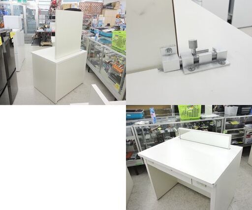 ドレッサー 美容室 理容室 店舗備品 幅90cm 鏡台 鏡付きデスク ホワイト コンセント付き ☆ 札幌市 北区 屯田