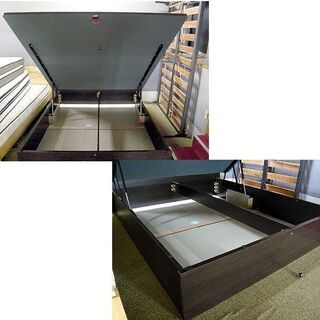 〇 札幌 クイーンベッド 跳ね上げ式 収納スペース有 ライト/2口コンセント付 Nスリープマットレス クイーンサイズベッド ベット 本郷通店