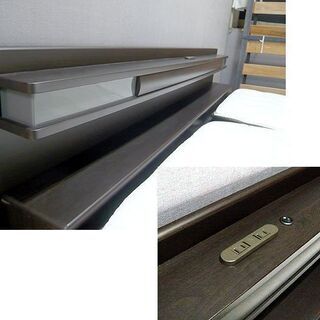 〇 札幌 クイーンベッド 跳ね上げ式 収納スペース有 ライト/2口コンセント付 Nスリープマットレス クイーンサイズベッド ベット 本郷通店