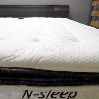 〇 札幌 クイーンベッド 跳ね上げ式 収納スペース有 ライト/2口コンセント付 Nスリープマットレス クイーンサイズベッド ベット 本郷通店