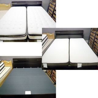 〇 札幌 クイーンベッド 跳ね上げ式 収納スペース有 ライト/2口コンセント付 Nスリープマットレス クイーンサイズベッド ベット 本郷通店