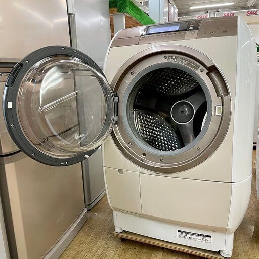 美品【 HITACHI 】日立 ビックドラム 洗濯10.0㎏/乾燥6.0㎏ ドラム式洗濯機 ナイアガラ洗浄  自動おそうじ 風アイロン BD-V9700L