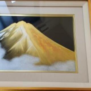 漆芸 富田立山 作 「聖山富士」 漆額 額装 絵画 日本画