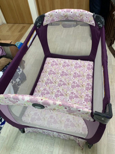 ベビーベッド グレコ パッキンプレイ プレイヤードプレミア ミニー花柄 