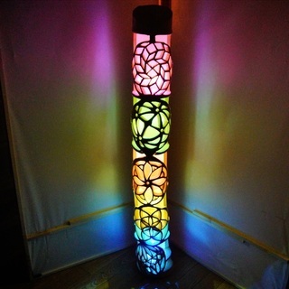 カラー 特大☆竹灯籠 〜円和模様〜 幻想の灯り ☆ 竹ランプ