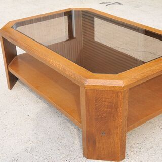 木製 ガラス板 テーブル W1050×D700×H405m