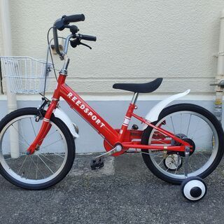子供用自転車18インチ補助輪付き(赤)