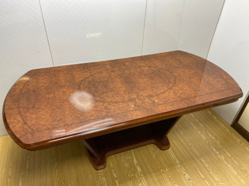 stp-0919 象嵌　ダイニングテーブル　ブラウン系　食卓テーブル　茶色　机　家具