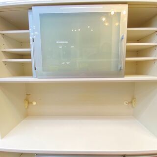 松田家具 ソフトクローズキッチンボード 食器棚 コンセント付き 145 