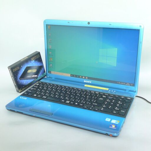 送料無料 新品SSD256GB ブルー 1台限定 ノートパソコン 中古良品 15.5型 SONY VPCEB28FJ Core i3 4GB DVDRW 無線 カメラ Windows10 Office