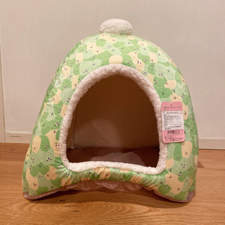 【新品未使用】ペットベッド ハウス 犬猫用ドームベッド 緑