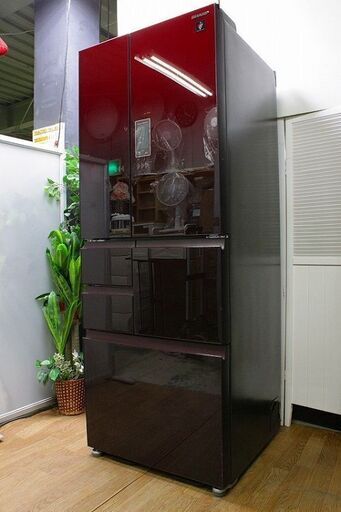 hシャープ　6ドア冷凍冷蔵庫　502L　プラズマクラスター　電動アシストドア　SJ-GX50E-R　グラデーションレッド 2018年製 SHARP 冷蔵庫 店頭引取大歓迎♪ R3155)