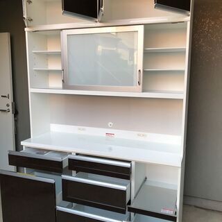 【美品】食器棚 SUNNY 高橋木工所 キッチンボード レンジボード 大型 1600サイズ 多収納 4分割