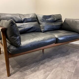 KEYUCA/ケユカ クロノ ソファ オットマン 本革 レザー フェザー KEYUCA ケユカ ソファ 本革 フェザー 2.0P 2人掛け 黒