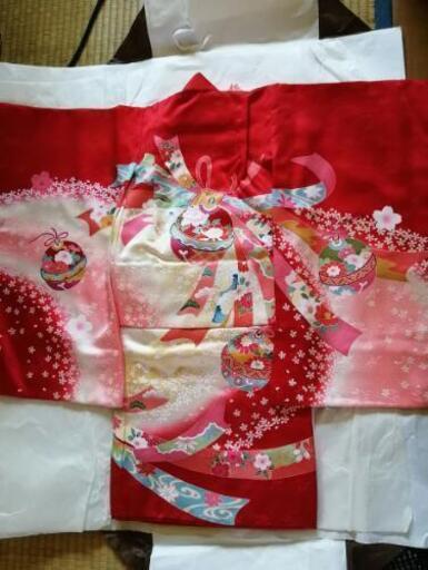 【美品】 女の子用 シルク着物(三才女児用)