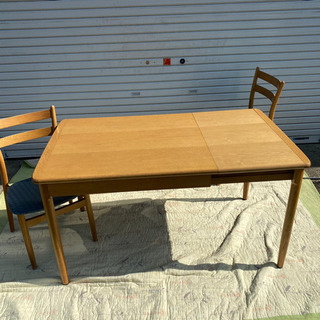 伸縮ダイニングセット 日進木工 ダイニングテーブル チェア2脚