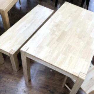 【ネット決済】IKEA　無垢材ダイニングテーブル&ベンチ　セット　美品