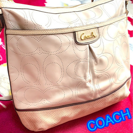 COACH コーチ正規品 レザー シグ柄 斜め掛け ショルダーバッグ