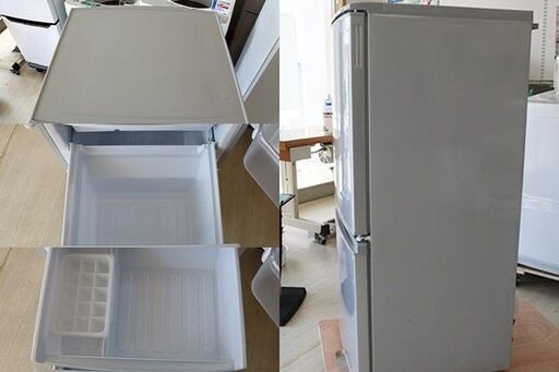 引取限定　冷凍冷蔵庫　シャープ　２ドア　137L　右開き　どちらでもドア　2017年製　シルバー　冷蔵室 91L　冷凍室 46L　SJ-D14C-S　高さ 1125mm　幅 480mm　奥行 590mm　SHARP