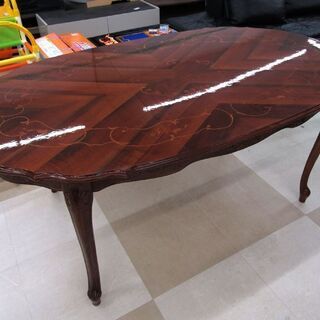 アンティーク調 ダイニングテーブル 猫脚 W172×H73.5cm 彫刻 生活家具 テーブル クラシック 花模様 