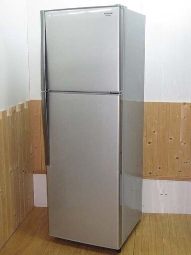 【中古】rb0624　日立　冷凍冷蔵庫　R-23DA　2ドア　225L　HITACHI　冷蔵庫　冷凍庫　右開き　メタリックシルバー　脱臭　LEDライト　手動製氷