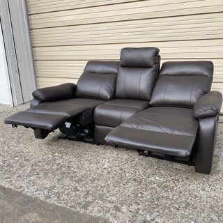 8/14 販売済 NITORI 3人掛け 電動ソファ 3Pソファ ３シーター リクライニングソファ ブラウン ニトリ 菊E