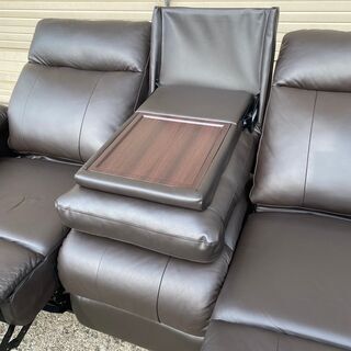 8/14 販売済 NITORI 3人掛け 電動ソファ 3Pソファ ３シーター リクライニングソファ ブラウン ニトリ 菊E
