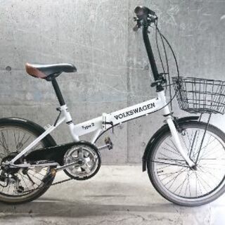 折りたたみ自転車中古 VOLKSWAGEN Type2 外装6段変速 カゴ付き タイヤ20インチ