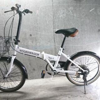 折りたたみ自転車中古 VOLKSWAGEN Type2 外装6段変速 カゴ付き タイヤ20インチ