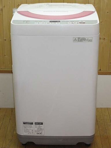 rb0895　シャープ　洗濯機　ES-GE60R　6kg　SHARP　全自動電気洗濯機　ピンク系　抗菌穴なし槽　時短コース　風乾燥
