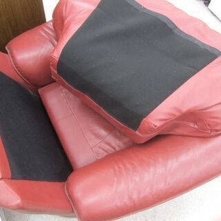 アサヒ家具 本革 1人掛けソファ ふかふか高級椅子 赤色系 1P 札幌市北 