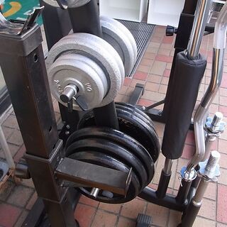 ダンベル/バーベル 140kgセット プレートラック+インクラインベンチ+セーフティラック