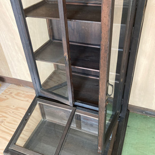 店舗什器　ビンテージ　ショーケース　引き取り限定 ビンテージ アンティークガラス 店舗什器 珍しい形ショーケース