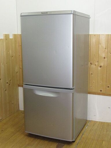 【中古】rr1615　パナソニック　冷蔵庫　NR-B145W-S　138L　Panasonic　ノンフロン冷凍冷蔵庫　2ドア　右開き　抗菌・脱臭フィルター　シルバー