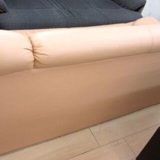 合皮 3人掛けソファ 幅173×奥79×高77cm ベージュ 長椅子