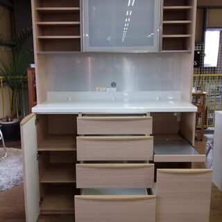 値下げしました！　Ｐａｍｏｕｎａ　パモウナ　スーぺリア　２枚スライド扉キッチンボード　ホワイトオーク　ＷＦＲ-１４００Ｒ　【愛品倶楽部柏店　問い合わせ番号　１５１-００６９８３　００２】